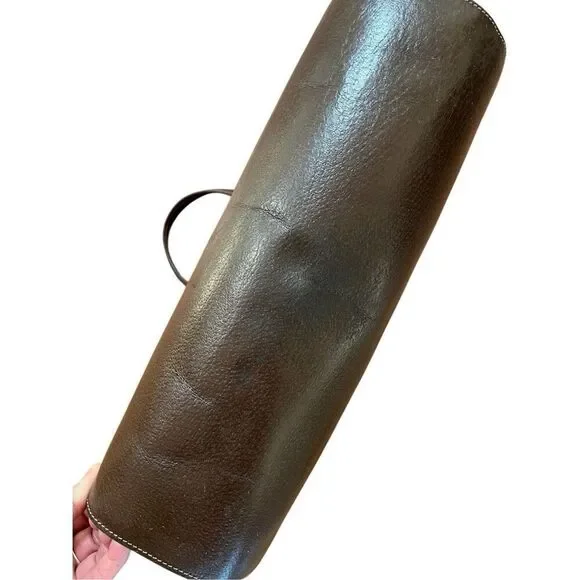 Vintage GUCCI Sherry Tote Wrist Handle Bag Purse GG Logo Brown Leather Authentic - Picture 10 of 16